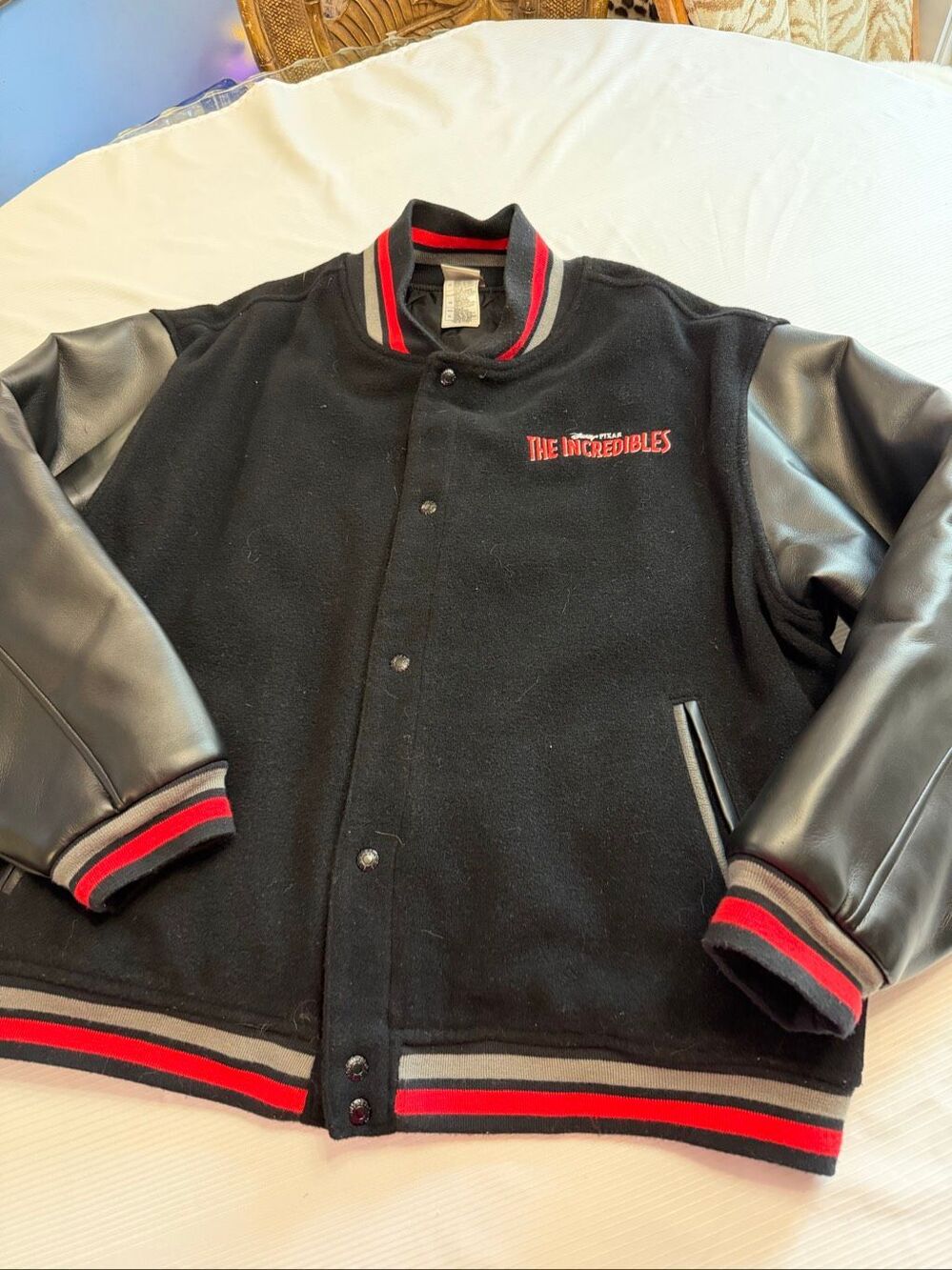 Vtg Disney Store Pixar The Incredibles Letterman Varsity Style Jacket Mens Sz XL